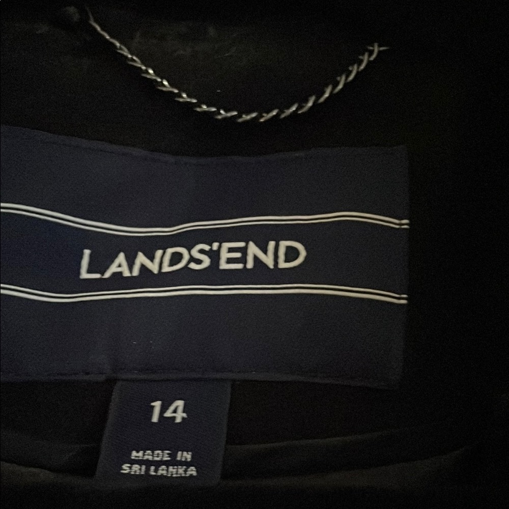 Lands' End Black Car Coat with Notched Lapel - Picture 2 of 5